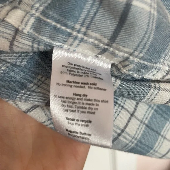 Poncho Light Blue Plaid Flannel Shirt, 3XL - Picture 7 of 7